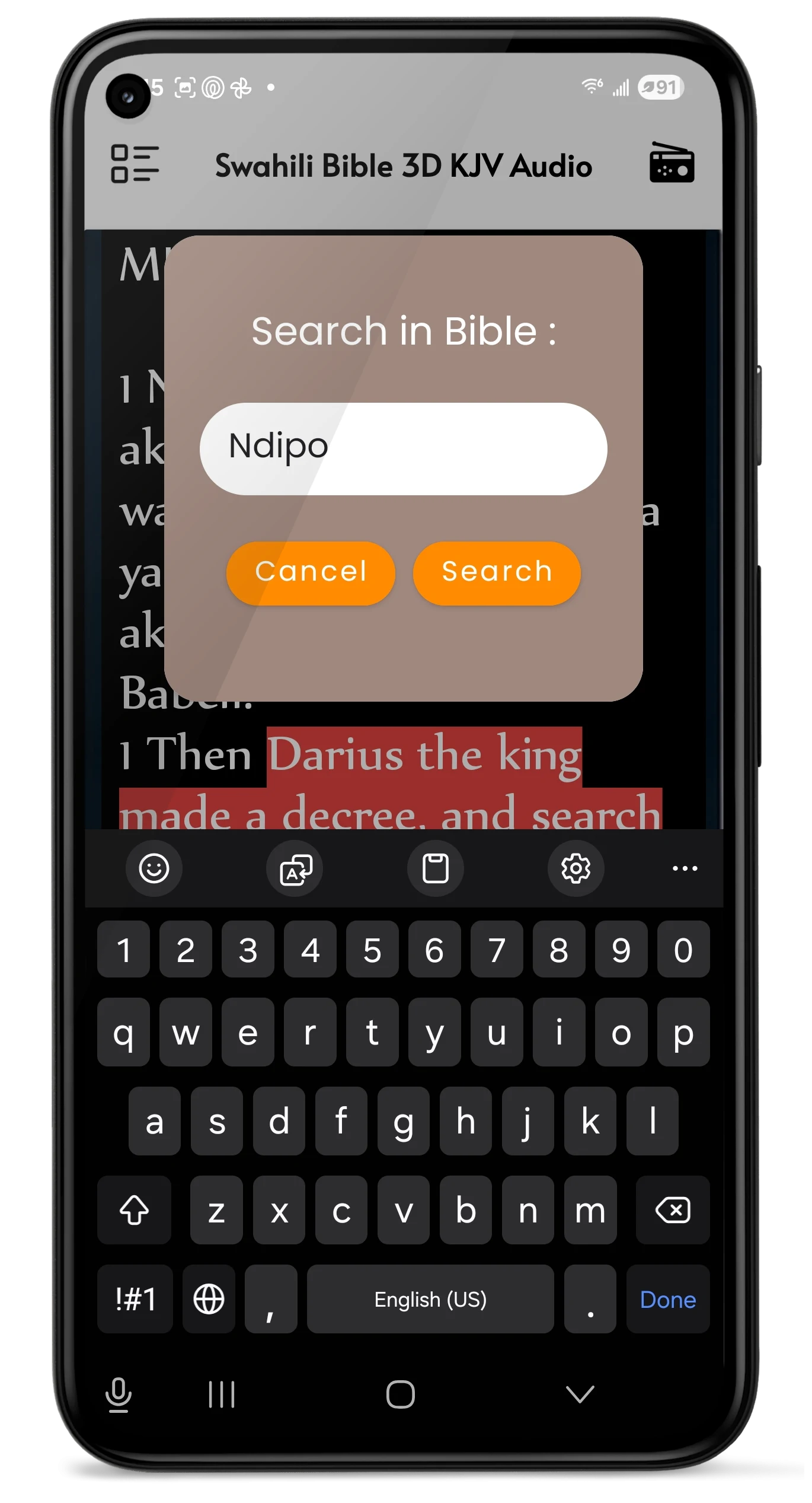 Biblia Swahili Bible 3D KJV screenshot